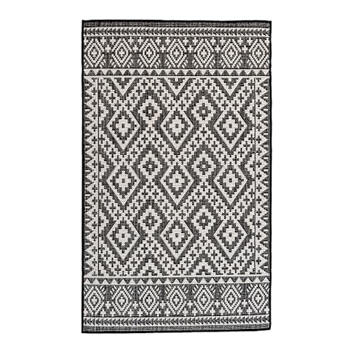 Tapis d'extérieur Cabana noir et blanc 3 pi 3 po x 5 pi