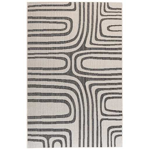Tapis d'extérieur Cabana noir et crème 5 pi 3 po x 7 pi