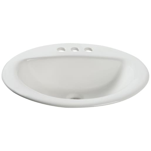 Lavabo ovale en porcelaine blanche Zita 20 po x 17 po