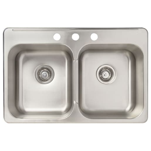 Évier de cuisine double Axel en acier inoxydable 31 1/4 po x 20 3/8 po TASSILI