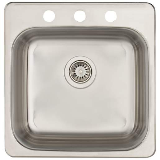 Évier de cuisine simple en acier inoxydable 20 po x 20 3/8 po