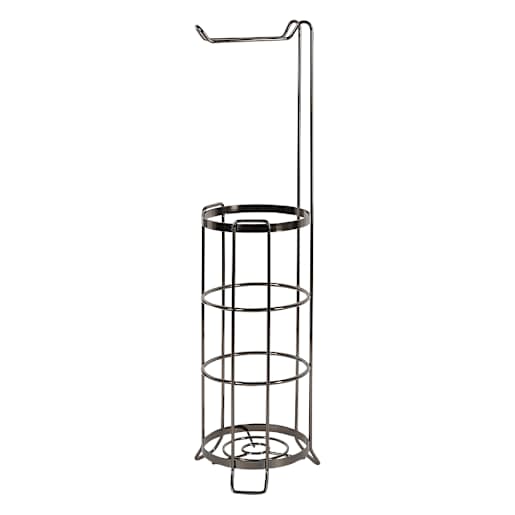 Free-Standing Toilet Paper Holder with Storage Black