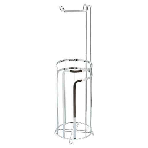 Porte-papier hygiénique sur pied avec rangement chrome