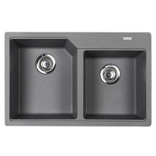 Double Bowl Kitchen Sink Stone Grey 30 11/16 in. x 9 11/16 in.