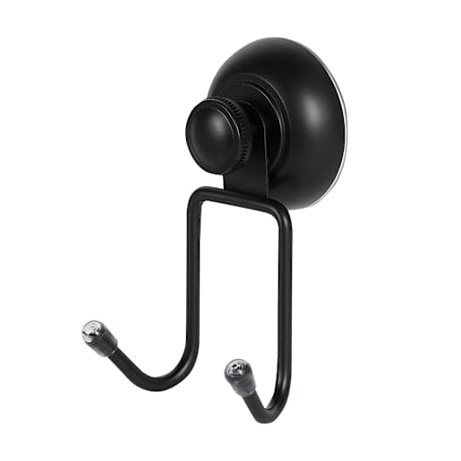 Suction Cup Double Hook Black