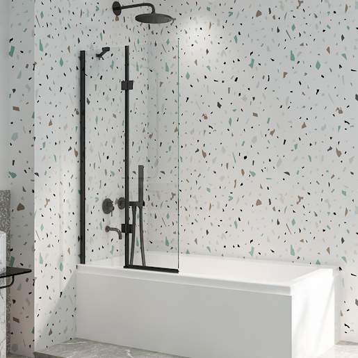 TASSILI SUPRA Alaska Bathscreen 30 in. x 55 1/8 in. Black Finish