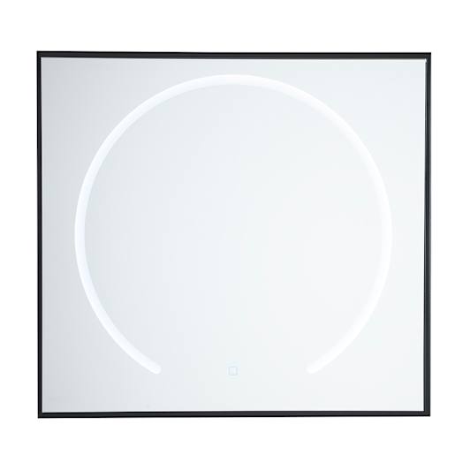 TASSILI SUPRA Elina Rectangular Light Mirror Matte Black Aluminum 31 1/2 in. x 29 1/2 in.