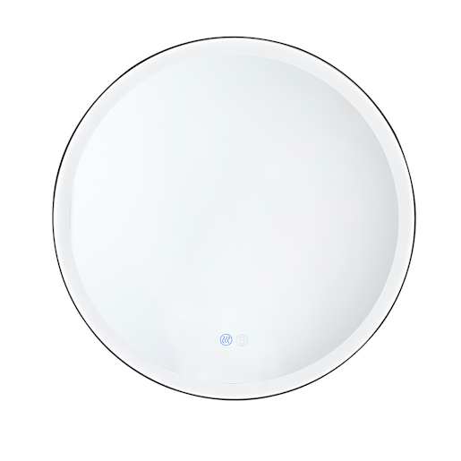 TASSILI SUPRA Round LED Light Mirror with Matte Black Aluminum Frame  27 9/16 in.