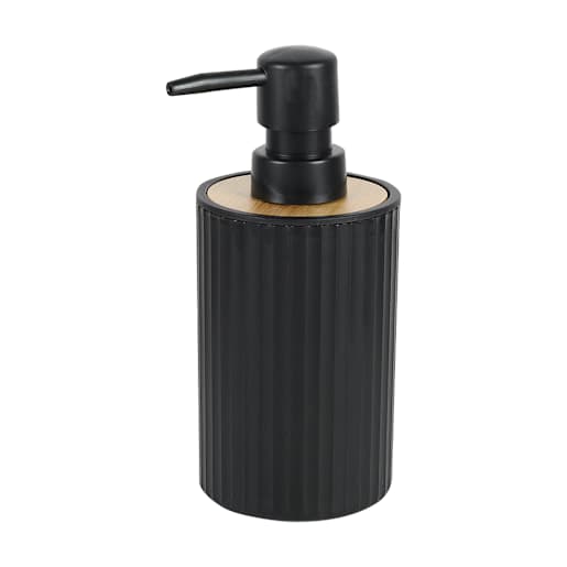 TASSILI Black Plastic and Bamboo Soap Dispenser