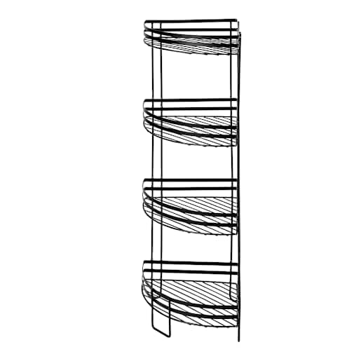 Rangement en coin sur pied 4 tablettes noir