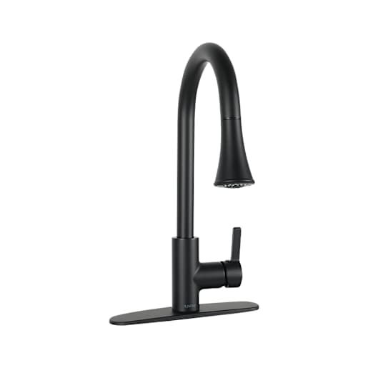 Robinet de cuisine à douchette rétractable à 1 poignée noir