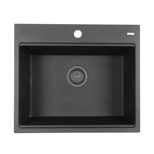 Évier de cuisine simple Volcan noir 22 13/16 po x 19 11/16 po TASSILI
