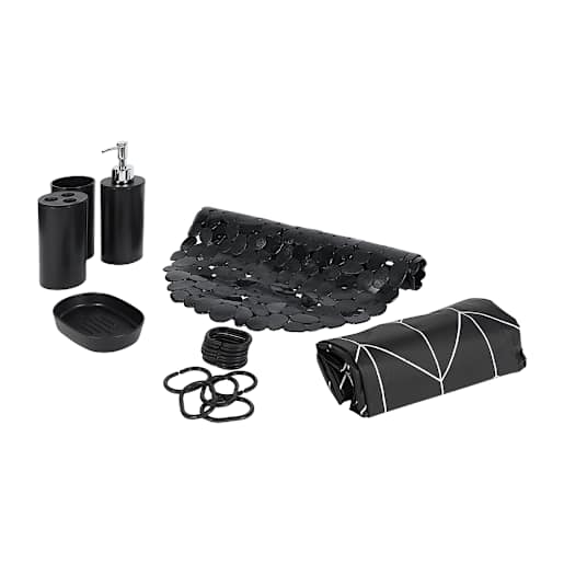 TASSILI 7-Piece Bathroom Accessory Set Black