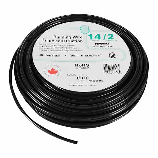 Fil électrique d'extérieur NMWU 14/2 noir 30 m