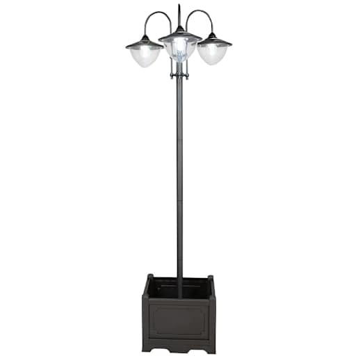 VERTUO 3-Head Solar Lampost Black