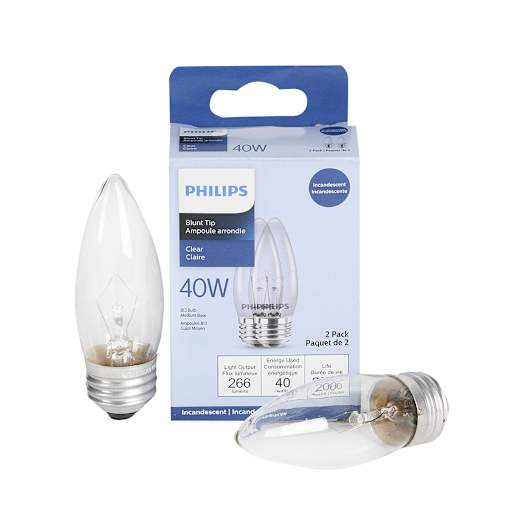Incandescent Candle Bulbs 40 W Pkg/2