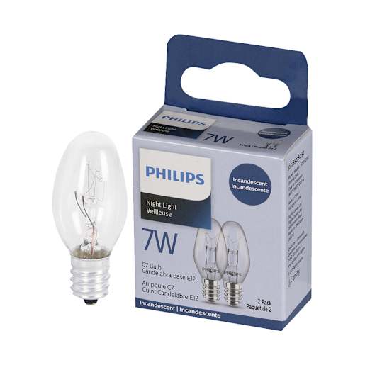 Ampoules incandescentes pour veilleuses 7 W Pqt/2