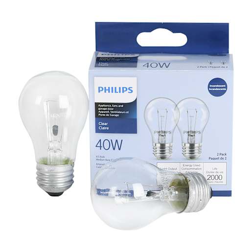 Ampoules incandescentes pour ventilateurs A15, 40 W Pqt/2
