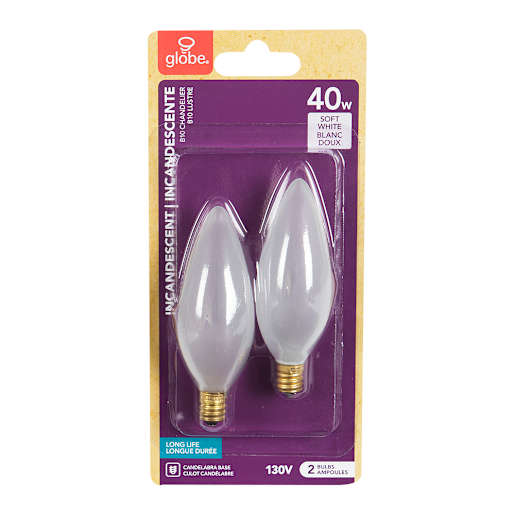 Incandescent Candle Bulbs 40 W Pkg/2