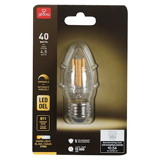 Ampoule DEL B11, 4,5 W blanc chaud