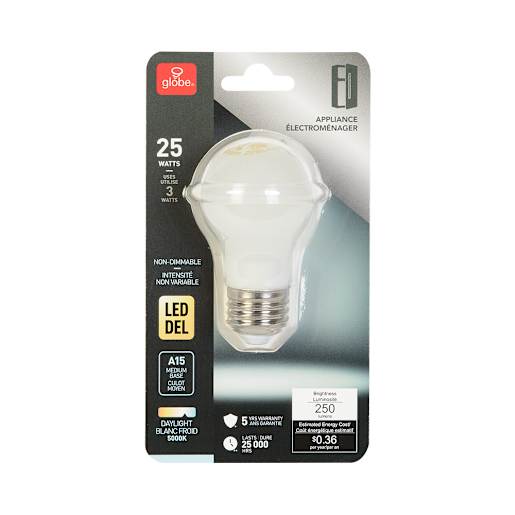 Ampoule DEL A15 blanc froid 3 W