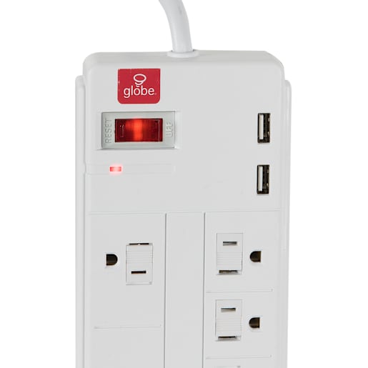8-Outlet and 2-USB Ports Power Bar White 3 ft.