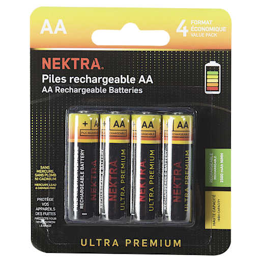 Piles rechargeables Ultra Premium AA Pqt/4 NEKTRA