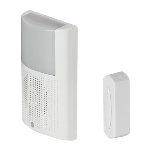 Wireless Night Light Plug-In Doorbell with Push Button White