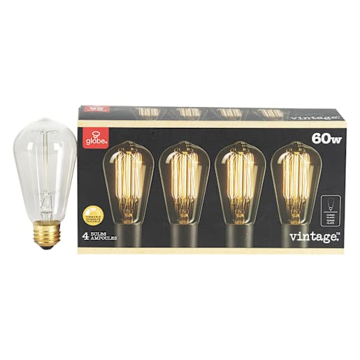 Vintage S60 Incandescent Light Bulbs Pkg/4