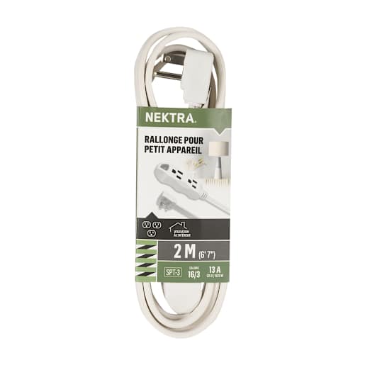 Rallonge électrique d'intérieur pour petit appareil 2 m NEKTRA