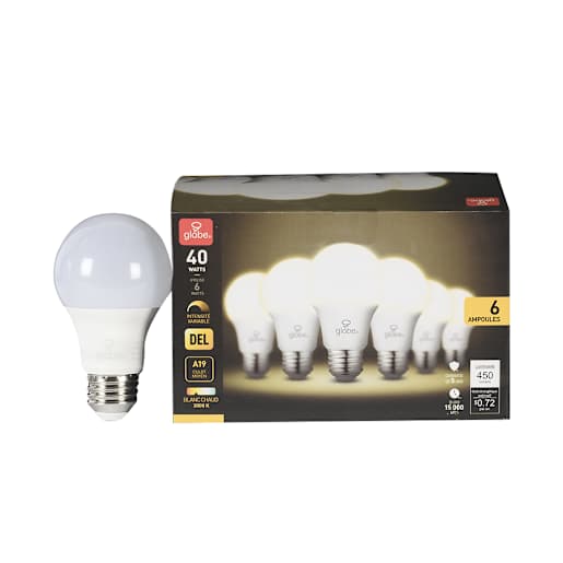 A19 LED Light Bulbs 6 W Warm White Pkg/6