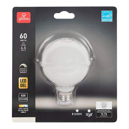 G25 LED Light Bulb 6.5 W Cool Light