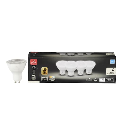 Ampoule-réflecteur DEL GU10 PAR16, 6,5 W blanc froid Pqt/4