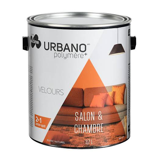Peinture latex intérieur Urbano salon chambre à coucher blanc et couleurs 3,7 L