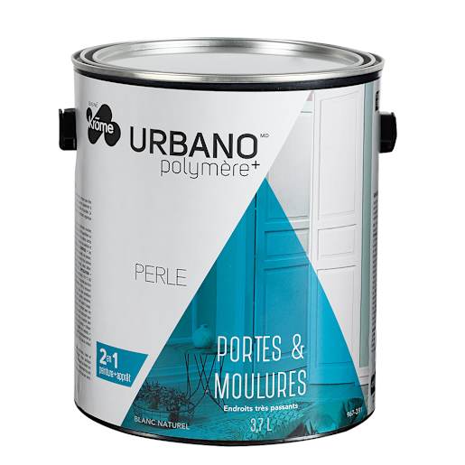 Peinture au latex d'intérieur Urbano Polymère+ Portes et moulures blanc naturel et couleurs 3,7 L