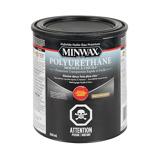 Vernis à l'eau enrichi au polyuréthane semi-lustré 946  ml