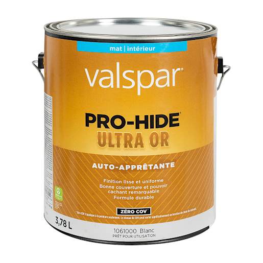 Peinture au latex d'intérieur Pro-Hide Ultra Or mat blanc et couleurs 3,78 L
