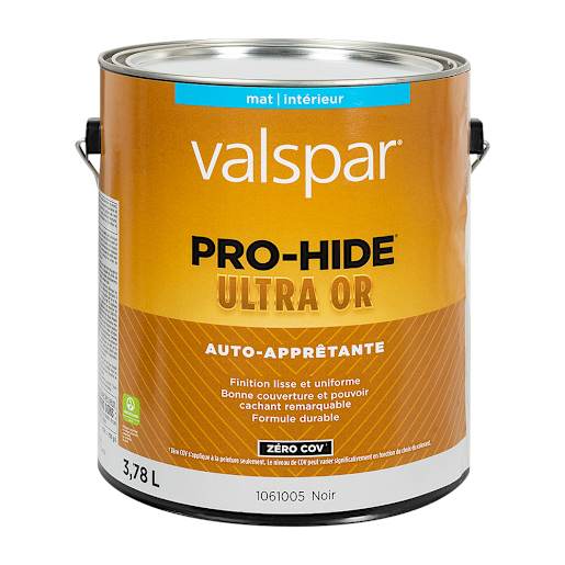 Peinture au latex d'intérieur Pro-Hide Ultra Or mat noir 3,78 L