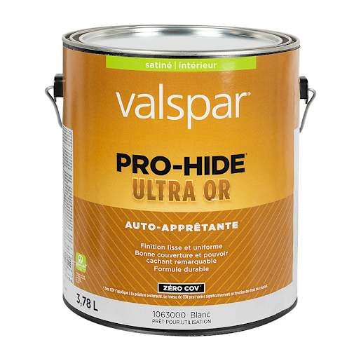 Peinture au latex d'intérieur Pro-Hide Ultra Or satiné blanc et couleurs 3,78 L