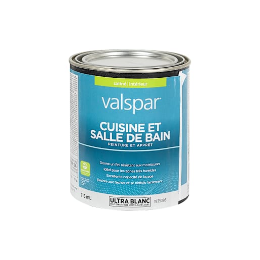 Peinture latex intérieur cuisine salle de bains satiné ultra blanc/couleurs 916 ml VALSPAR