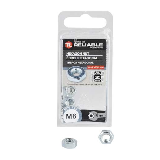 M6 Hex Machine Nuts Pkg/6