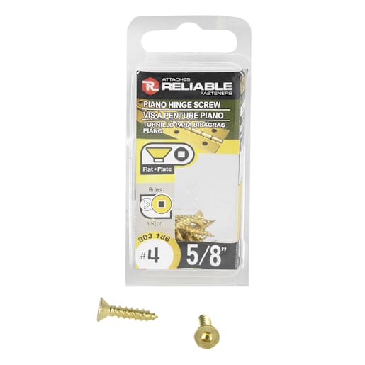Flat Head Piano Hinges Screws 5/8 in. n° 4 Brass Pkg/20