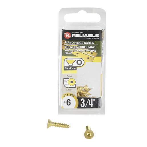 Flat Head Piano Hinges Screws 3/4 in. n° 6 Brass Pkg/18