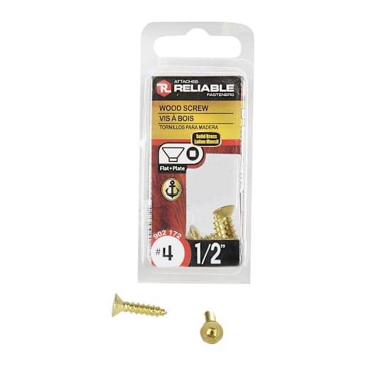 Brass Flat Head Wood Screws 1/2 in. n° 4 Pkg/12