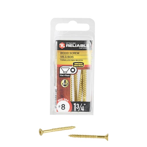 Brass Flat Head Wood Screws 1 3/4 in. n° 8 Pkg/5
