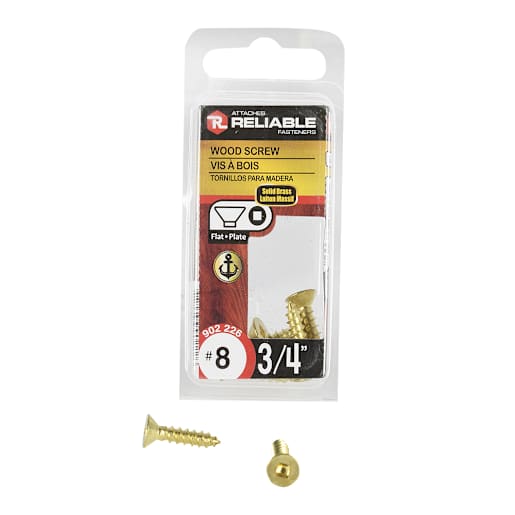 Brass Flat Head Wood Screws 3/4 in. n° 8 Pkg/8