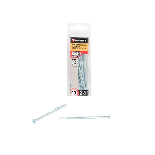 Flat Head Wood Screws 3 1/2 in. n° 10 Pkg/5