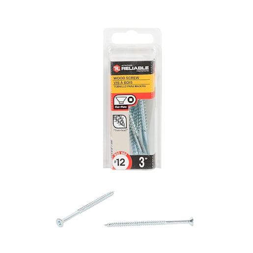 Flat Head Wood Screws 3 in. n° 12 Pkg/5