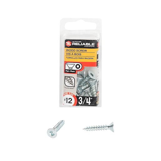 Flat Head Wood Screws 3/4 in. n° 12 Pkg/8