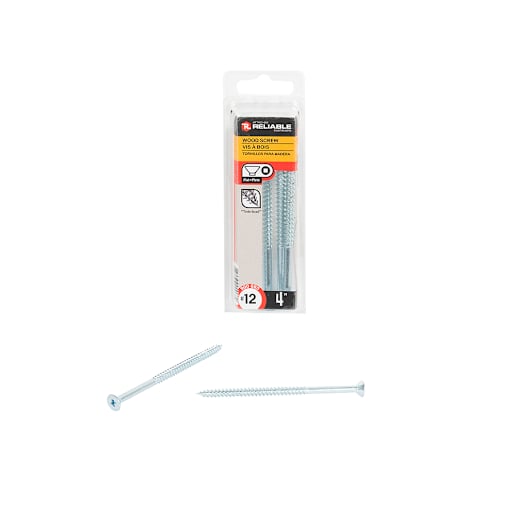 Flat Head Wood Screws 4 in. n° 12 Pkg/4